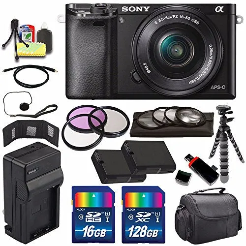 Sony Alpha a6000 Mirrorless Digital Camera with 16-50mm Lens (Black)   Battery   Charger   144GB Bundle 7 - International