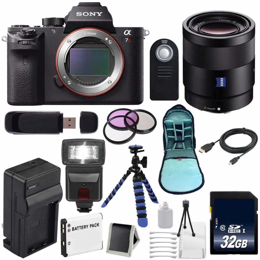 Sony Alpha a7R II Mirrorless Digital Camera (International Model)   Sony Sonnar T FE 55mm f/1.8 ZA Lens   49mm 3 Piece Supreme Bundle