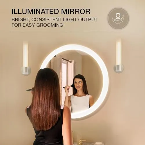 SRA Home Decor Vitality Circular Light Mirror for Bathroom (762mm) 30" Diameter LED Mirror for Wash Basin Anti-Steam with Dimmable Flicker-Free Light Touchless Control (30' Inches Round)