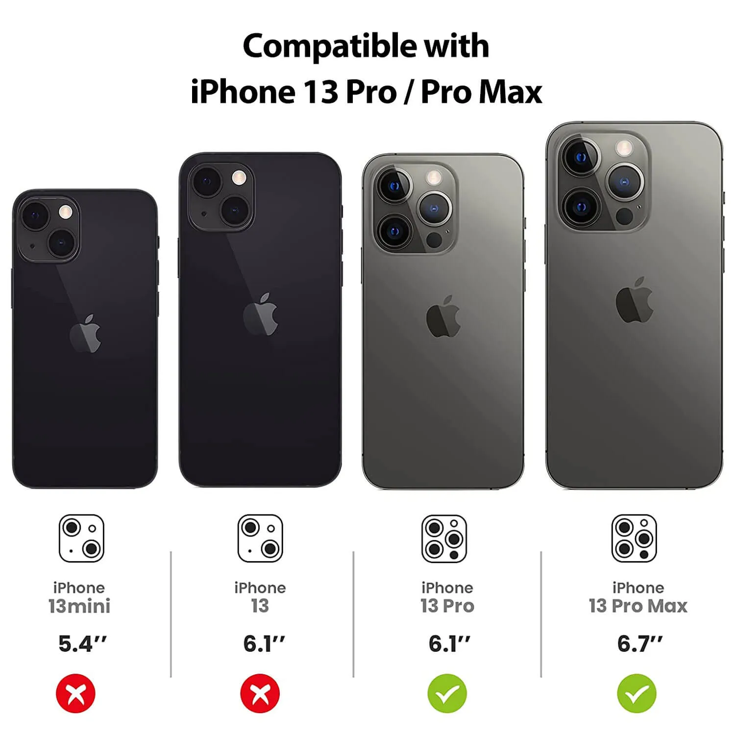 Tough On iPhone 13 Pro Max Camera Lens Protector Crystal Silver