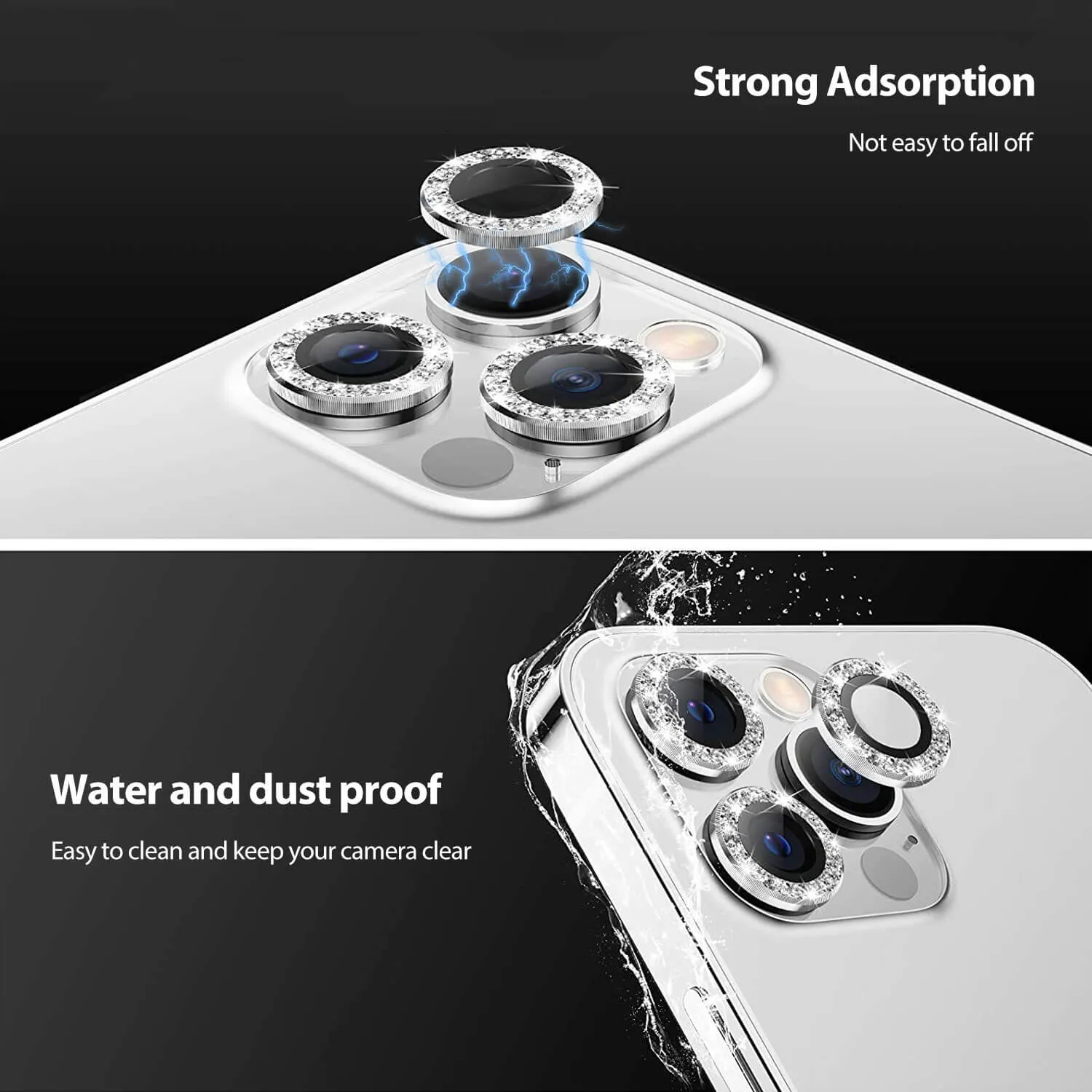 Tough On iPhone 13 Pro Max Camera Lens Protector Crystal Silver