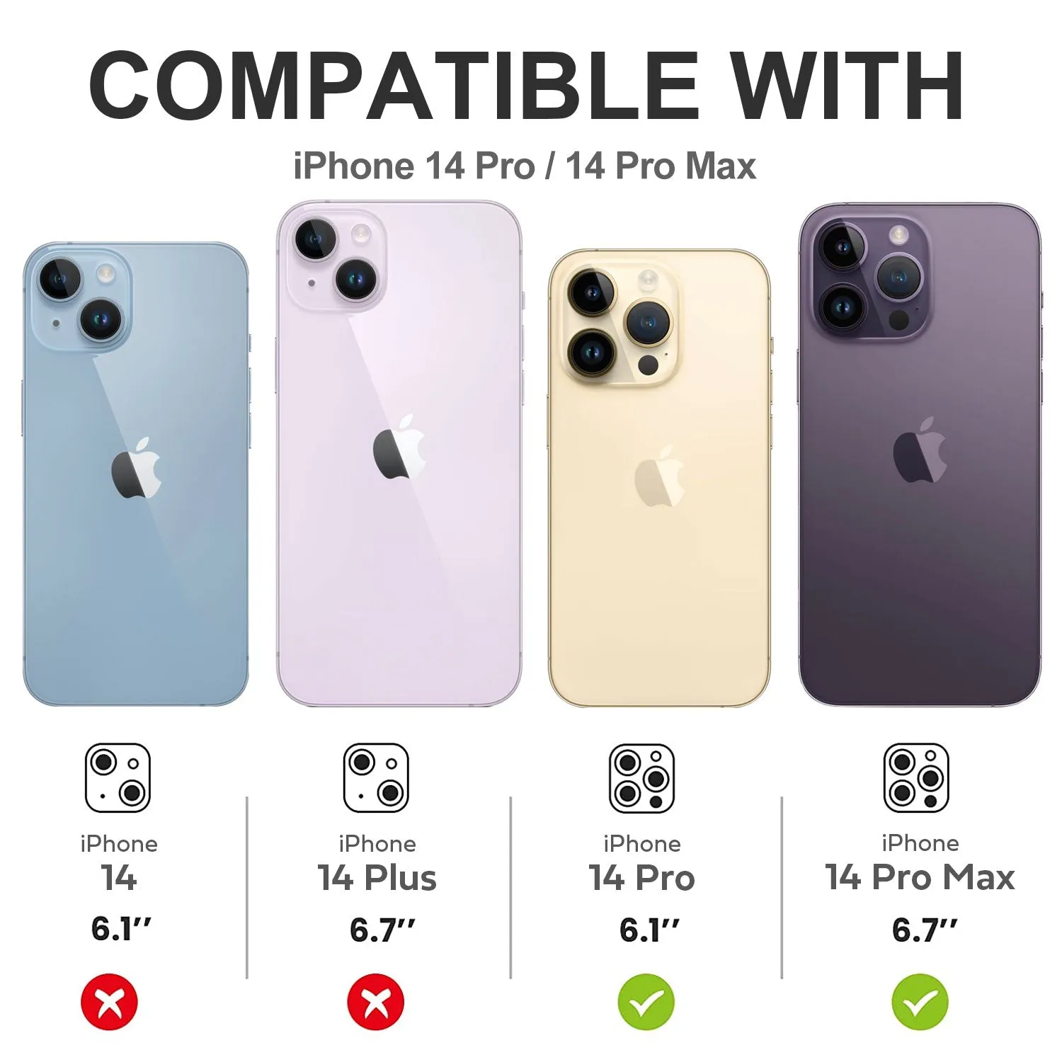 Tough On iPhone 14 Pro / Pro Max Rear Camera Lens Diamond Graphite