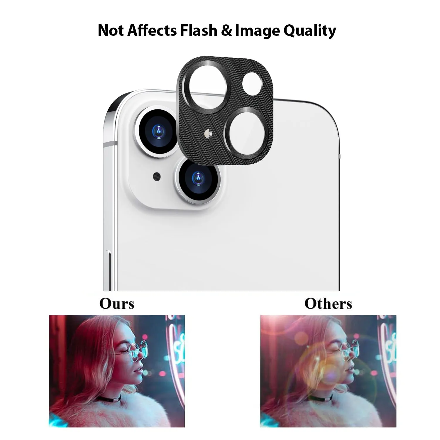 Tough On iPhone 15 Camera Protector Metal Tempered Glass Black