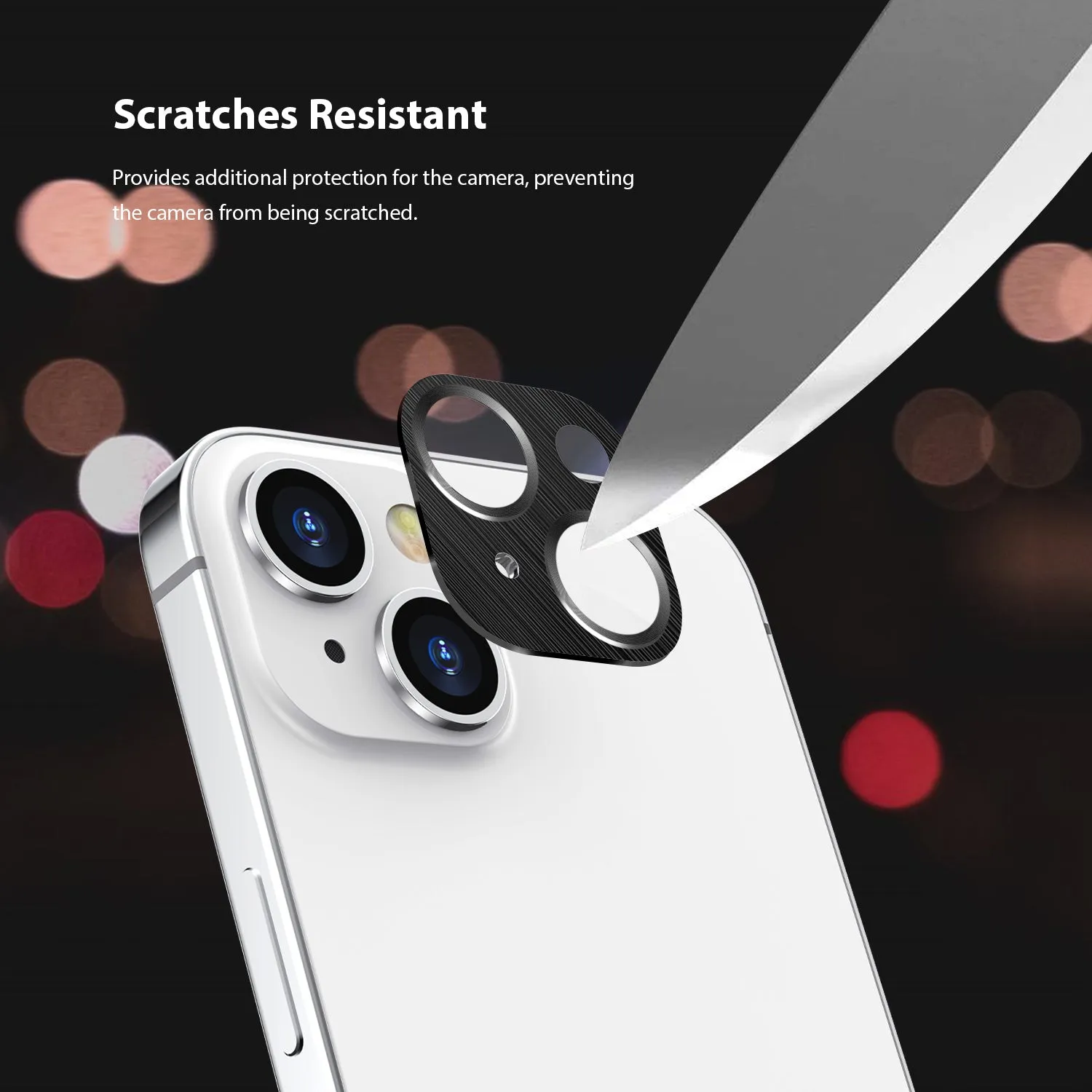 Tough On iPhone 15 Plus Camera Protector Metal Tempered Glass Black