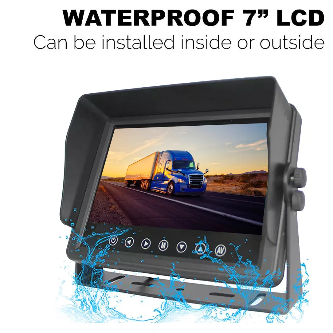 Wired Heavy Duty Backup 1080P Camera with Waterproof IP67 7" LCD! 100% Waterproof Backup Cam System!