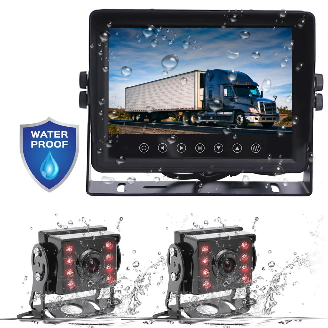 Wired Heavy Duty Backup 1080P Camera with Waterproof IP67 7" LCD! 100% Waterproof Backup Cam System!