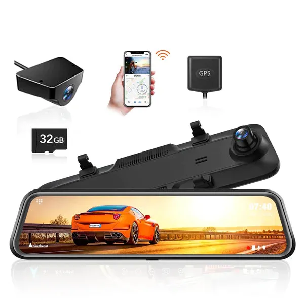 WOLFBOX G840H Wi-Fi Rear View Mirror Dash Cam