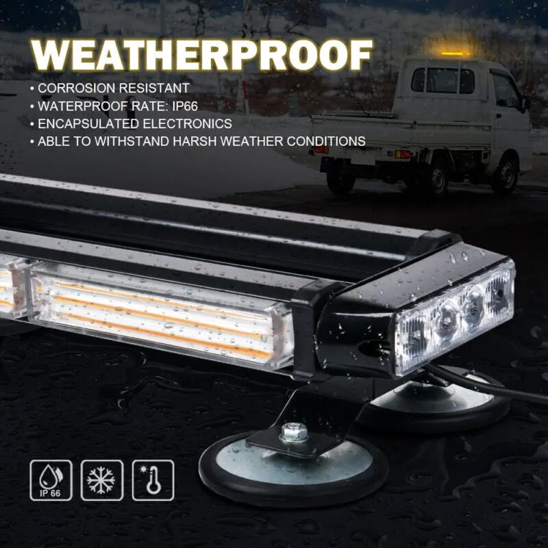 XPLEDPro™ Rooftop Strobe Light Bar: Amber/White, Magnetic Flashing Warning Hazard, Traffic Advisor