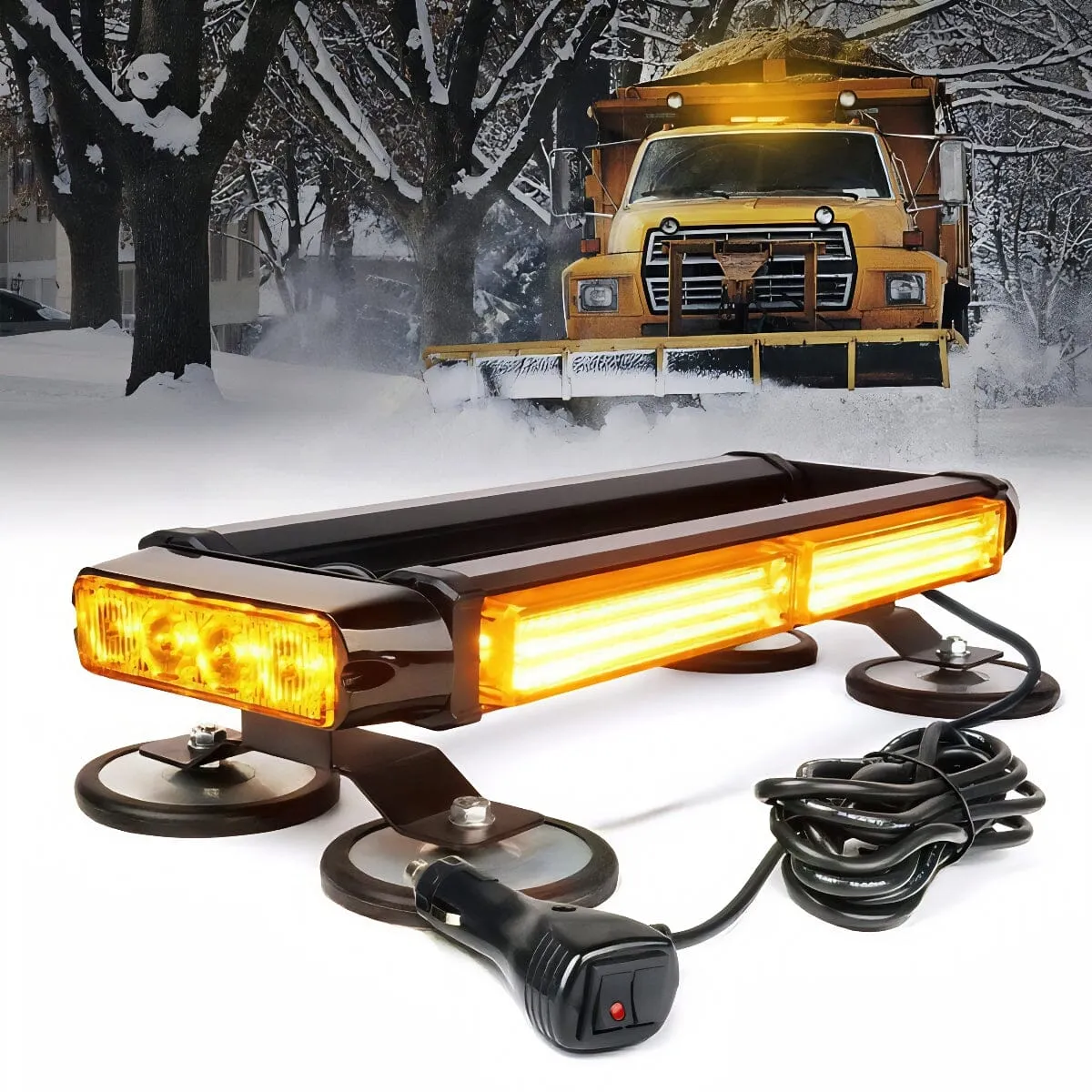 XPLEDPro™ Rooftop Strobe Light Bar: Amber/White, Magnetic Flashing Warning Hazard, Traffic Advisor