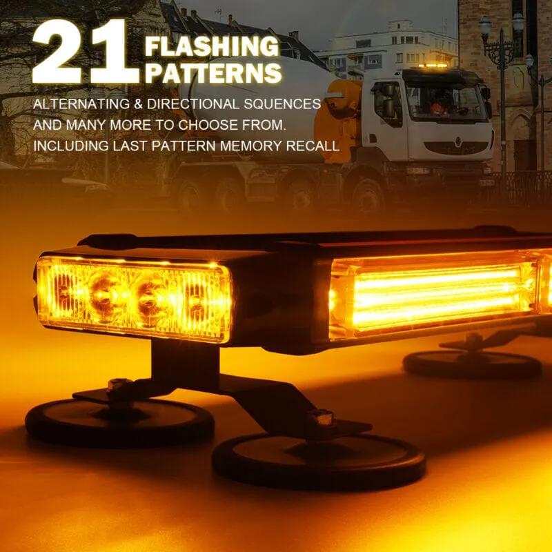 XPLEDPro™ Rooftop Strobe Light Bar: Amber/White, Magnetic Flashing Warning Hazard, Traffic Advisor