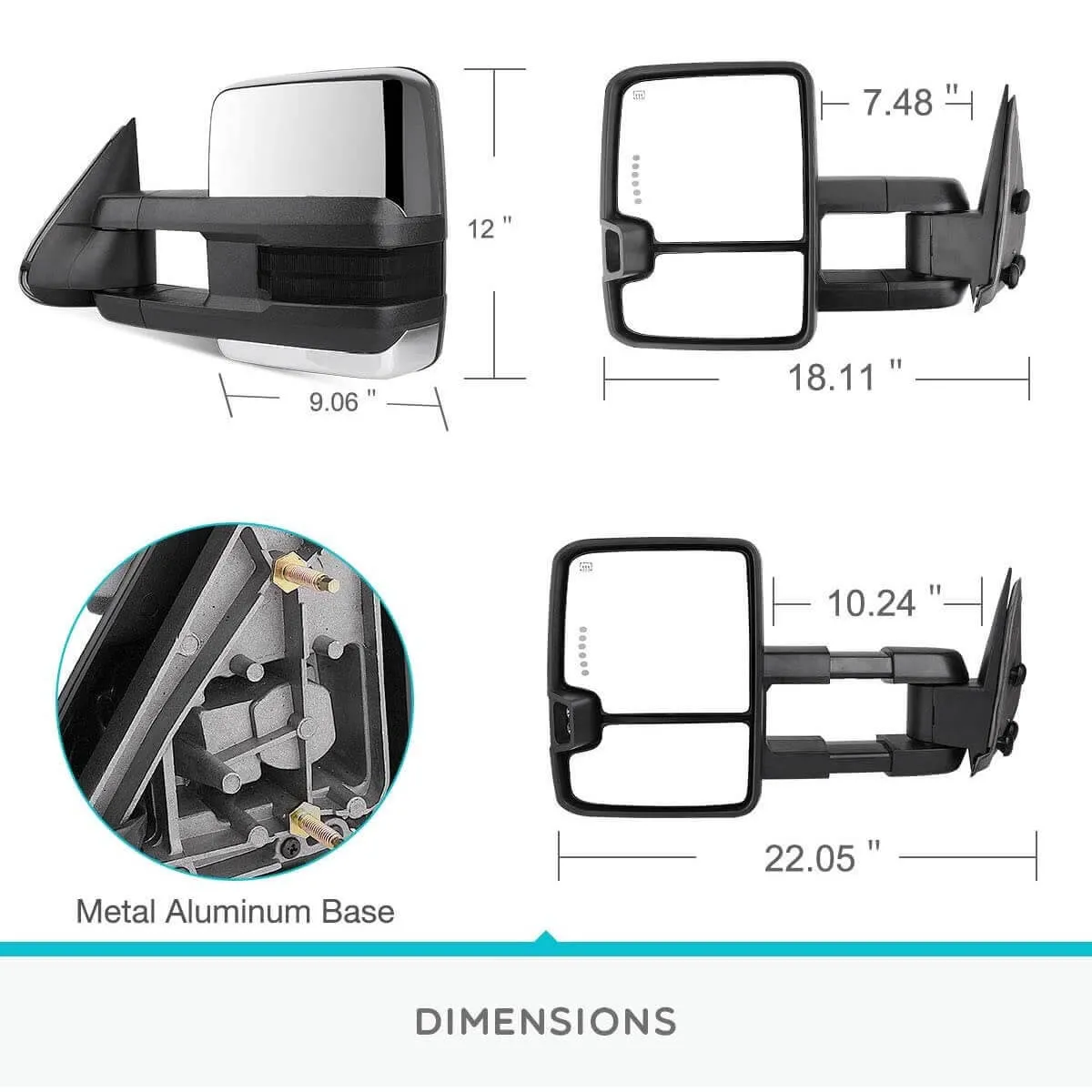 YITAMOTOR® 2003-2006 Chevy Silverado/GMC Sierra/Cadillac Escalade Towing Mirrors, Power heated w/ Turn Signal