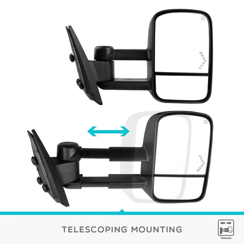 YITAMOTOR® 2007-2013 Chevy Silverado GMC Sierra Cadillac Yukon Towing Mirrors, Power Heated w/ LED Turn Signal